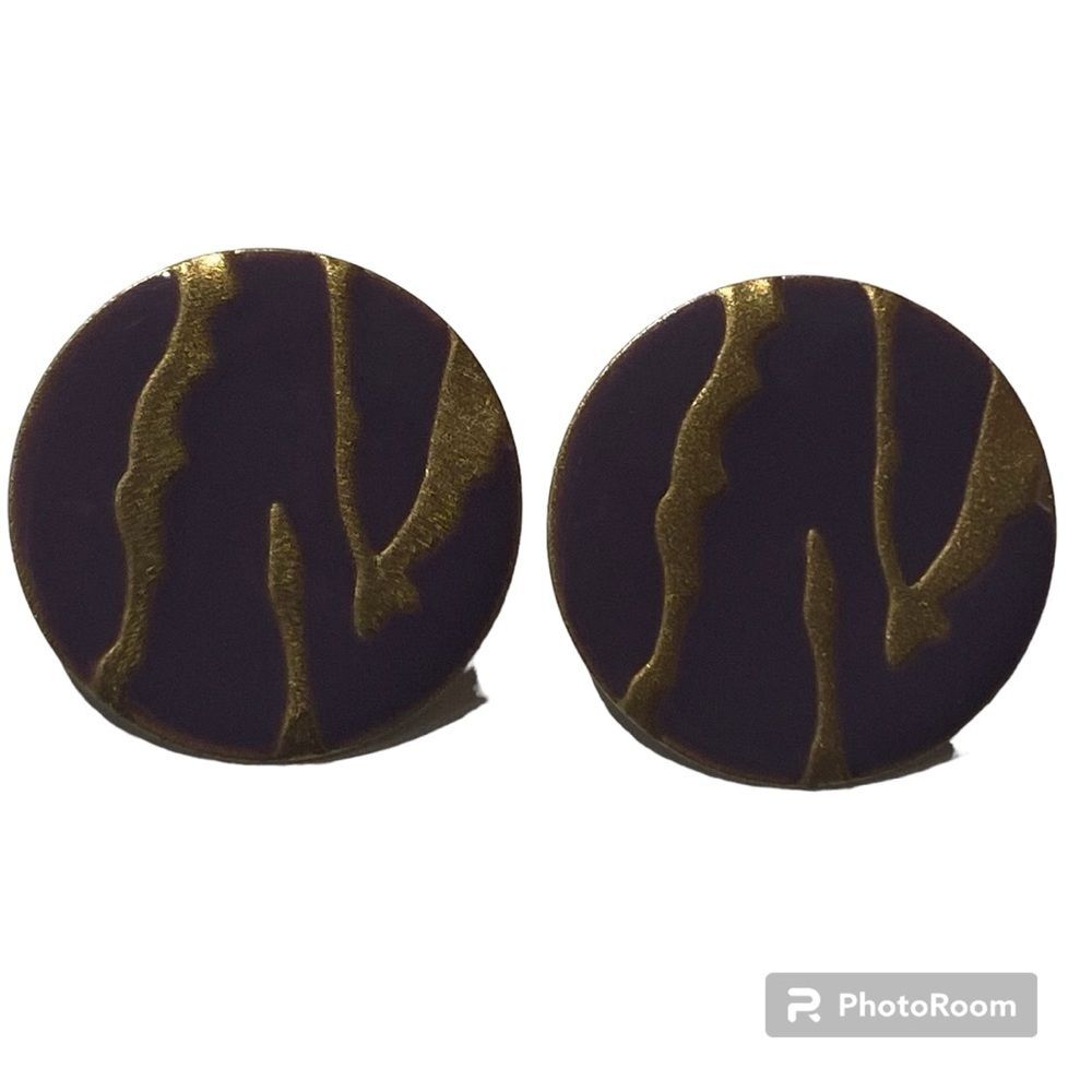 Vintage Purple & Gold Marble Texture Earring